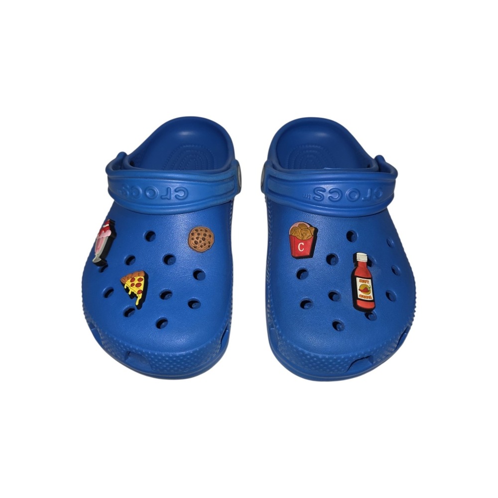 Crocs Kids Classic Clogs Blue Food Jibbitz Charms 206991 Size J1